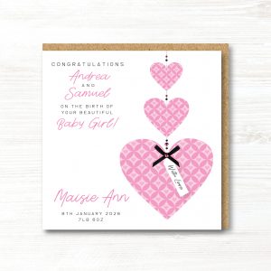 Personalised Handmade New Baby Girl Card