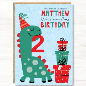 A5 Personalised Dinosaur Birthday Card - Any Age - Any Relation