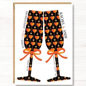 A5 Personalised Coral/35th Wedding Anniversary Card