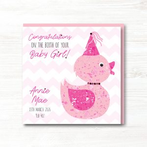 Personalised Handmade New Baby Girl Card