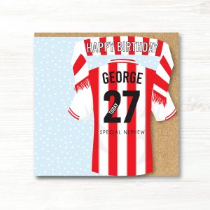 Personalised Handmade Football Birthday Card, Brentford Colours, Any Age, Any Relation