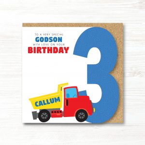 Personalised Handmade Truck Boys Birthday Card 1st, 2nd, 3rd, 4th, 5th, 6th, 7th, 8th 9th, Any Relation