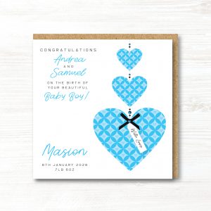 Personalised Handmade New Baby Boy Card