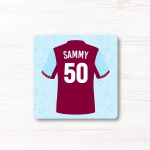 Personalised Football Shirt Coaster, Aston Villa Colours