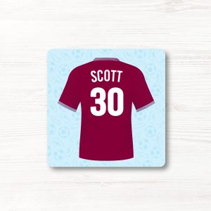Personalised Football Shirt Coaster, West Ham Colours