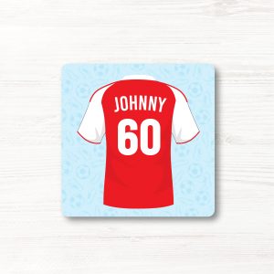 Personalised Football Shirt Coaster, Arsenal Colours