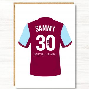 A5 Large Personalised Football Birthday Card, Aston Villa Colours, Any Age, Any Relation