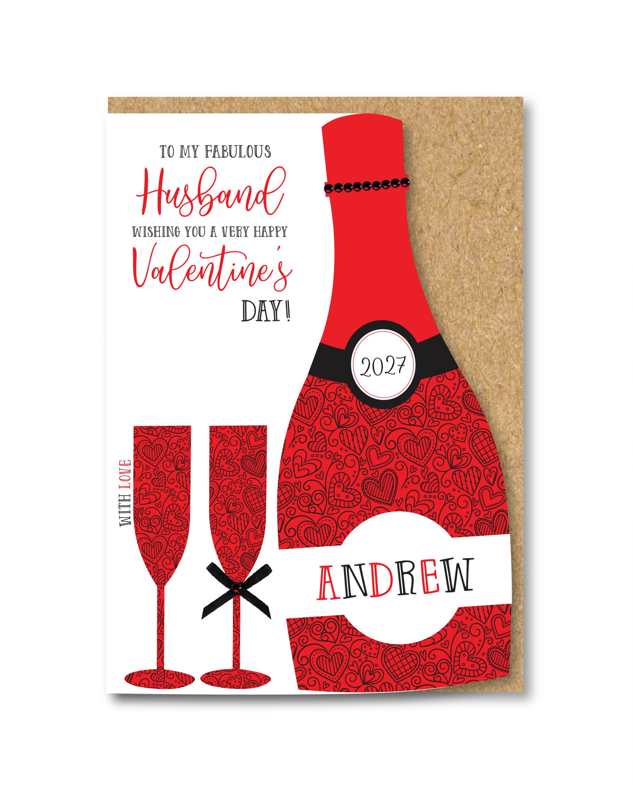 A5 Personalised Handmade Valentine's Day Card, Wife, Husband, Girlfriend, Boyfriend - Image 2