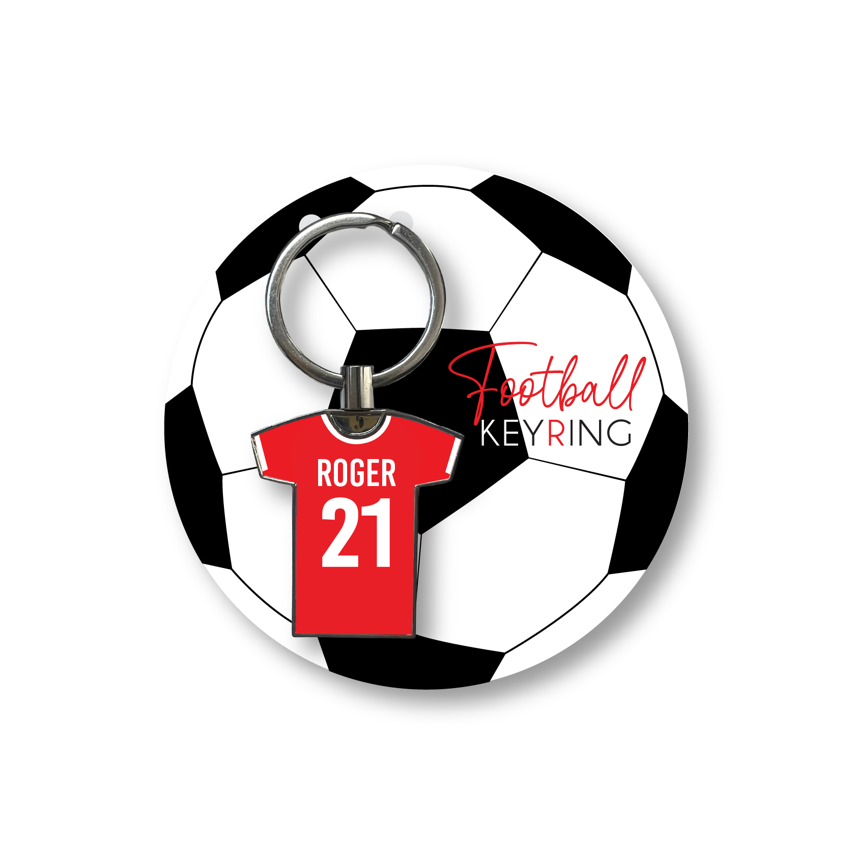 Personalised Handmade Metal Football Shirt Keyring, Liverpool Colours - Image 3