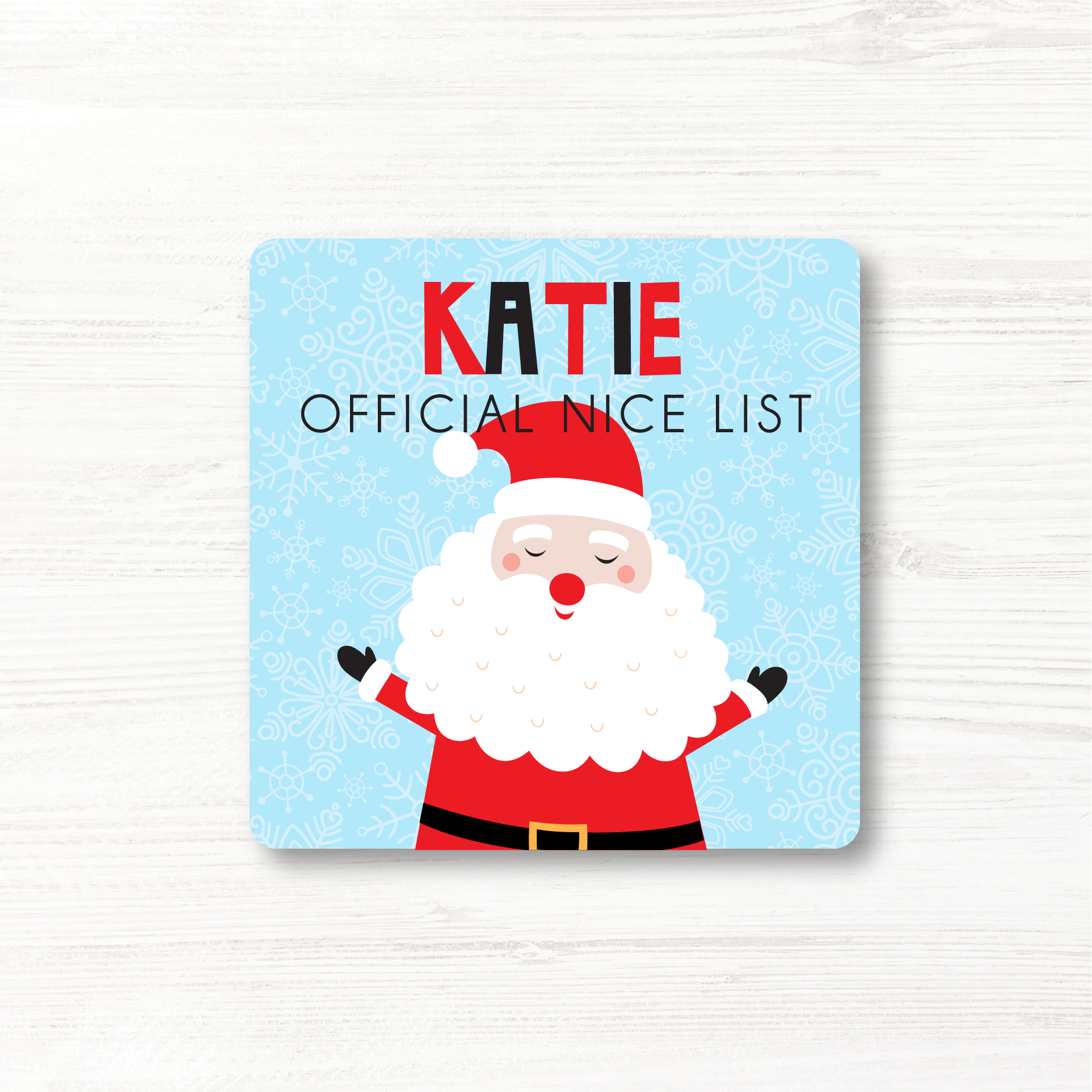 Personalised Children's Christmas Nice List Coaster