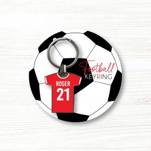Personalised Handmade Metal Football Shirt Keyring, Liverpool Colours