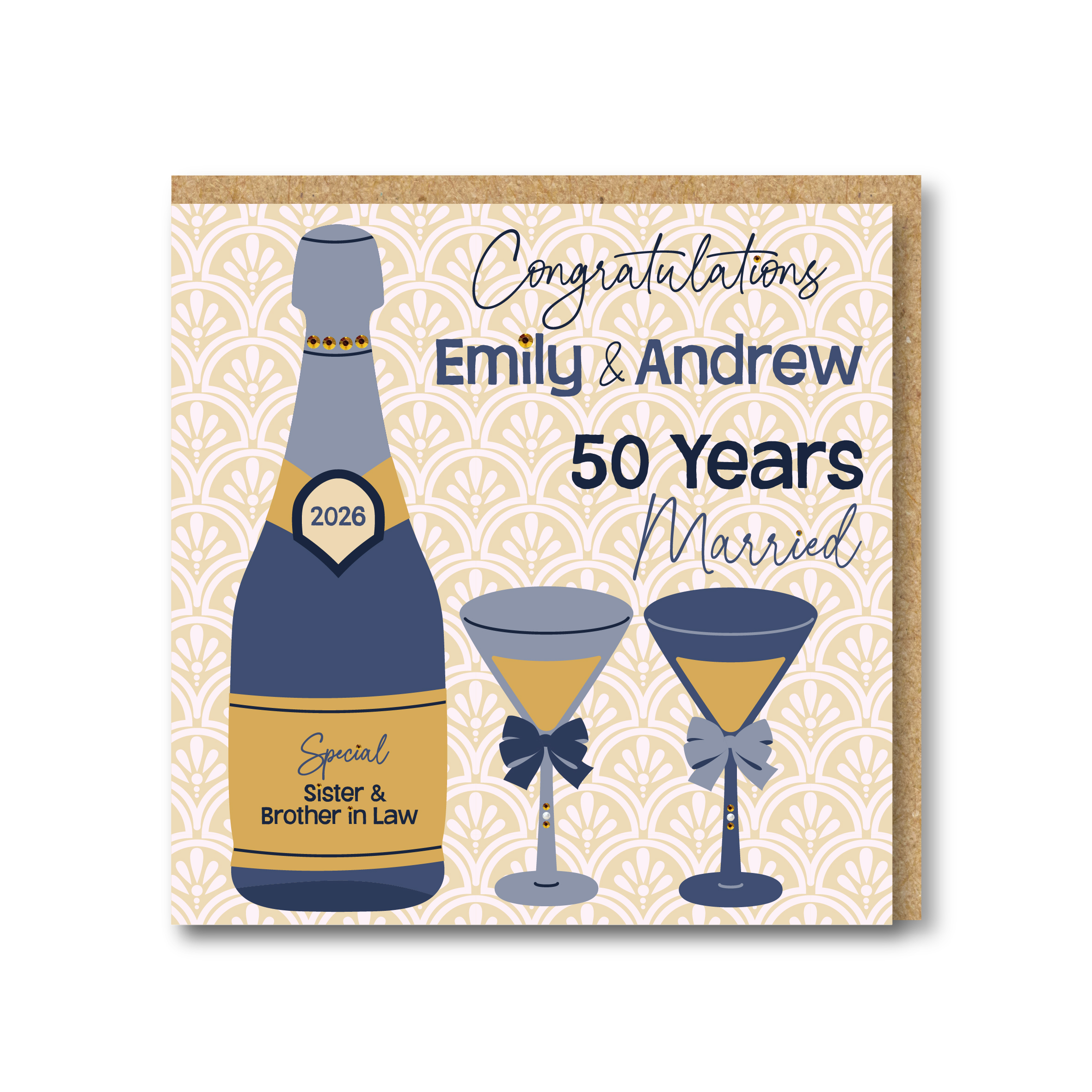 Personalised Handmade 50th Golden Wedding Anniversary Card - Any Relation - Image 2