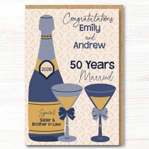 A5 Personalised Handmade 50th Golden Wedding Anniversary Card - Any Relation