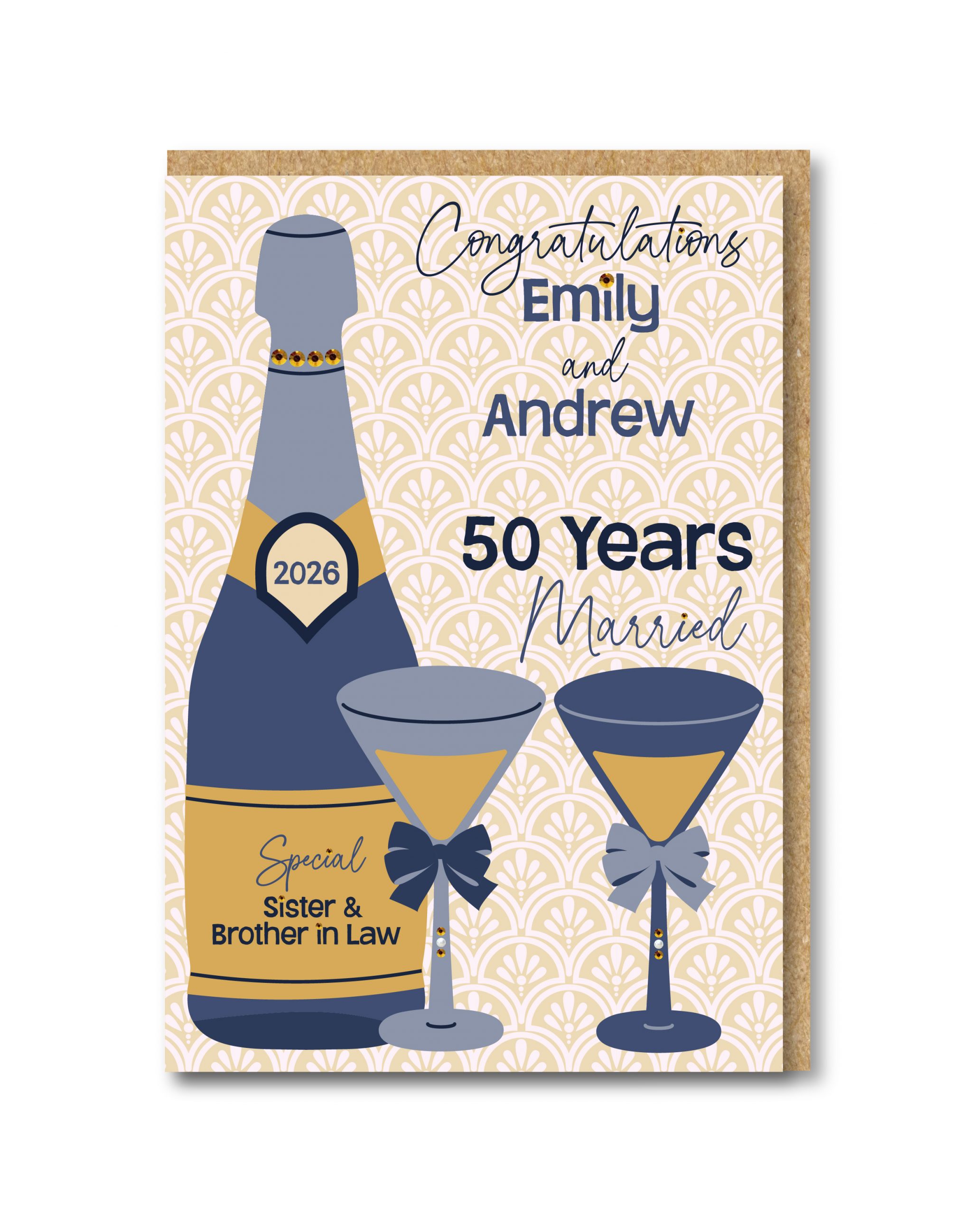 A5 Personalised Handmade 50th Golden Wedding Anniversary Card - Any Relation - Image 2