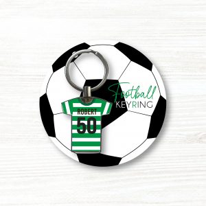 Personalised Handmade Metal Football Shirt Keyring, Celtic Colours