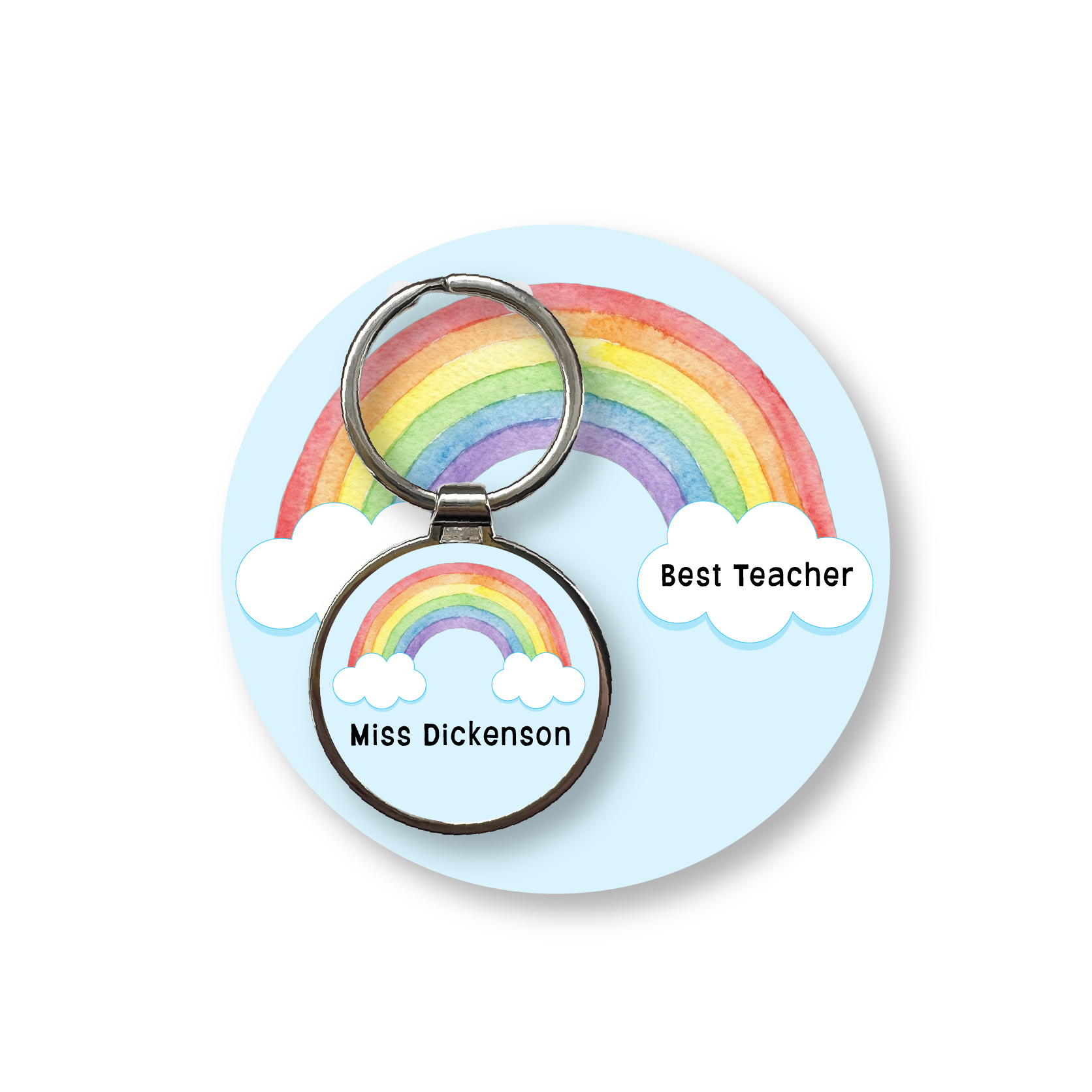 Personalised Handmade Round Metal Keyring, Best Teacher - Image 3