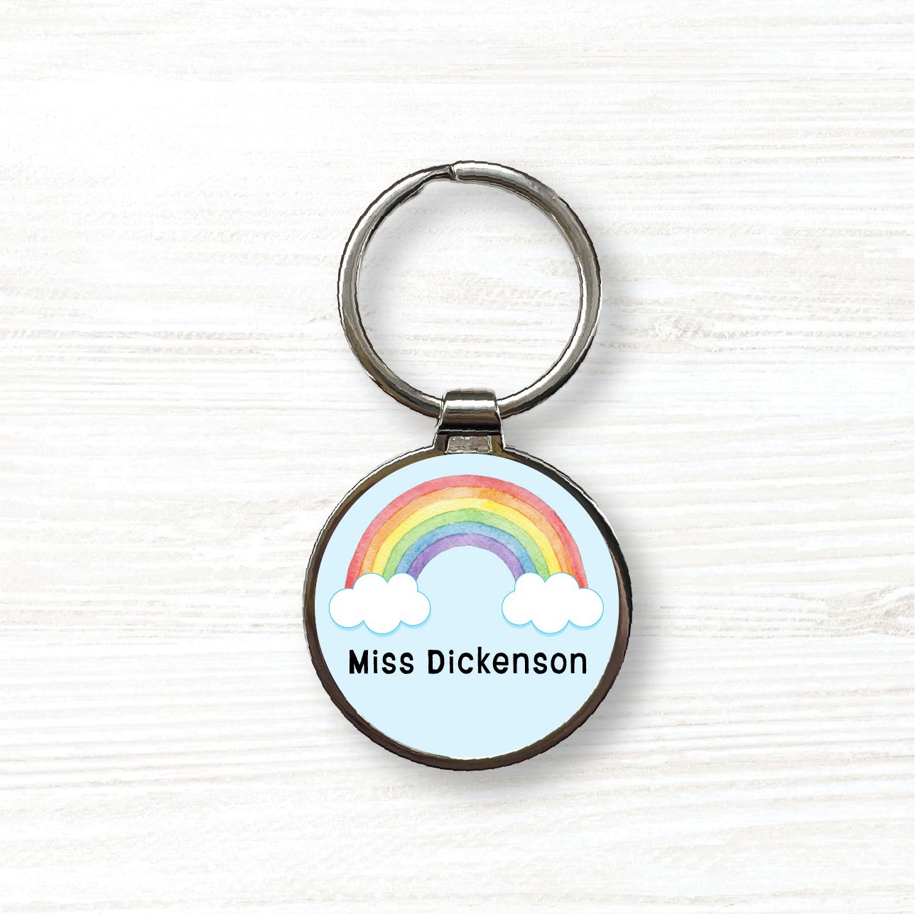 Personalised Handmade Round Metal Keyring, Best Teacher - Image 2