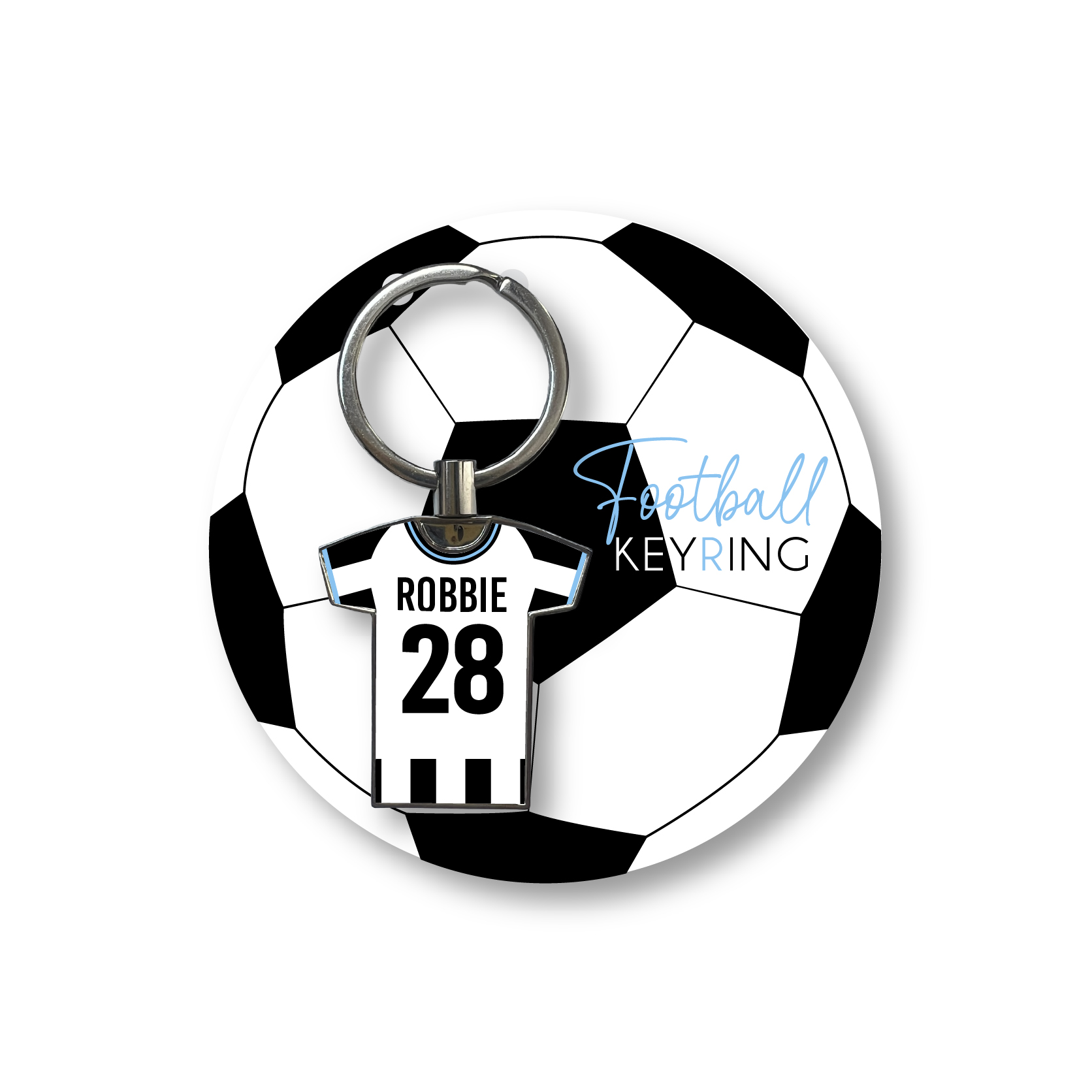 Personalised Handmade Metal Football Shirt Keyring, Newcastle Colours - Image 3