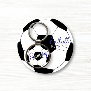 Personalised Handmade Round Metal Keyring, Football, Birthday Gift, Gift