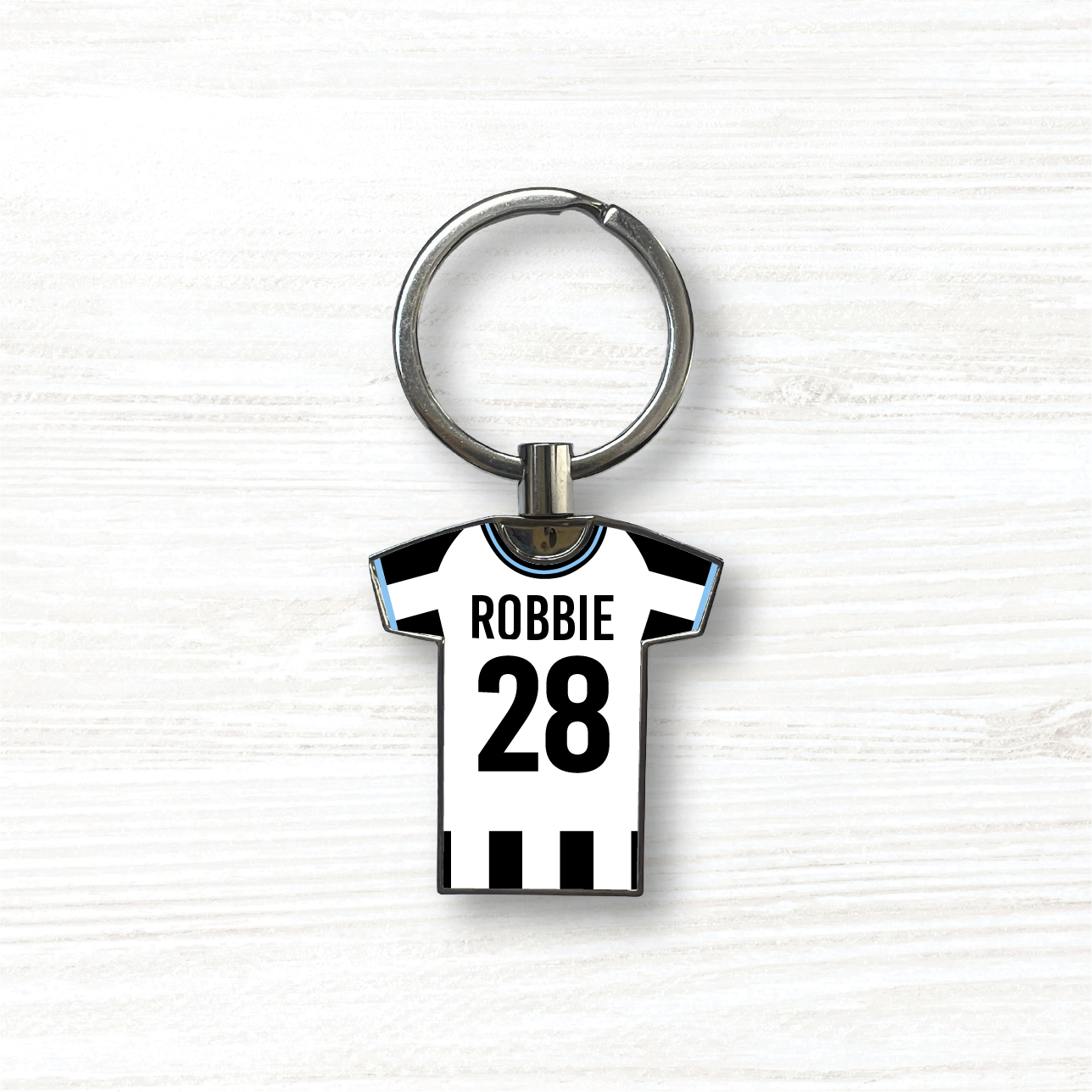 Personalised Handmade Metal Football Shirt Keyring, Newcastle Colours - Image 2
