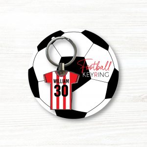 Personalised Handmade Metal Football Shirt Keyring, Sunderland Colours
