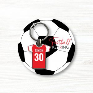Personalised Handmade Metal Football Shirt Keyring, Arsenal Colours