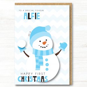 A5 Personalised Handmade Baby Boys First Christmas Card - Any Relation