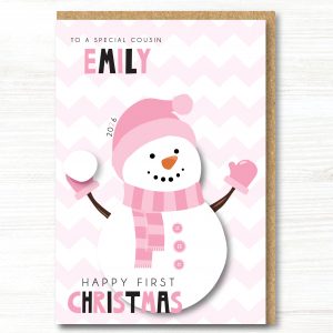 A5 Personalised Handmade Baby Girls First Christmas Card - Any Relation