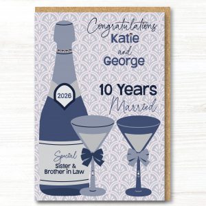 A5 Personalised Handmade 10th Tin Wedding Anniversary Card - Any Relation